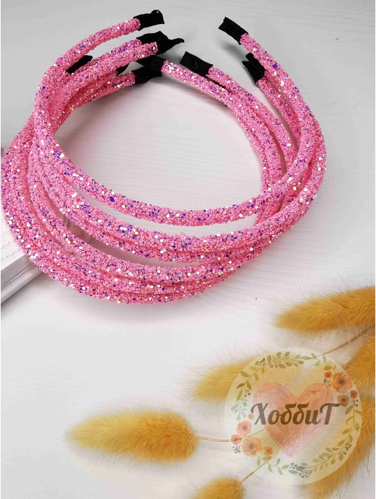 Ободок с крупными блестками (розовый)